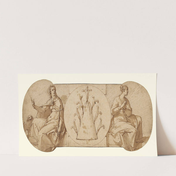 Allegories of Faith and Hope, Flanking the Zuccaro Emblem (1595) by Federico Zuccaro