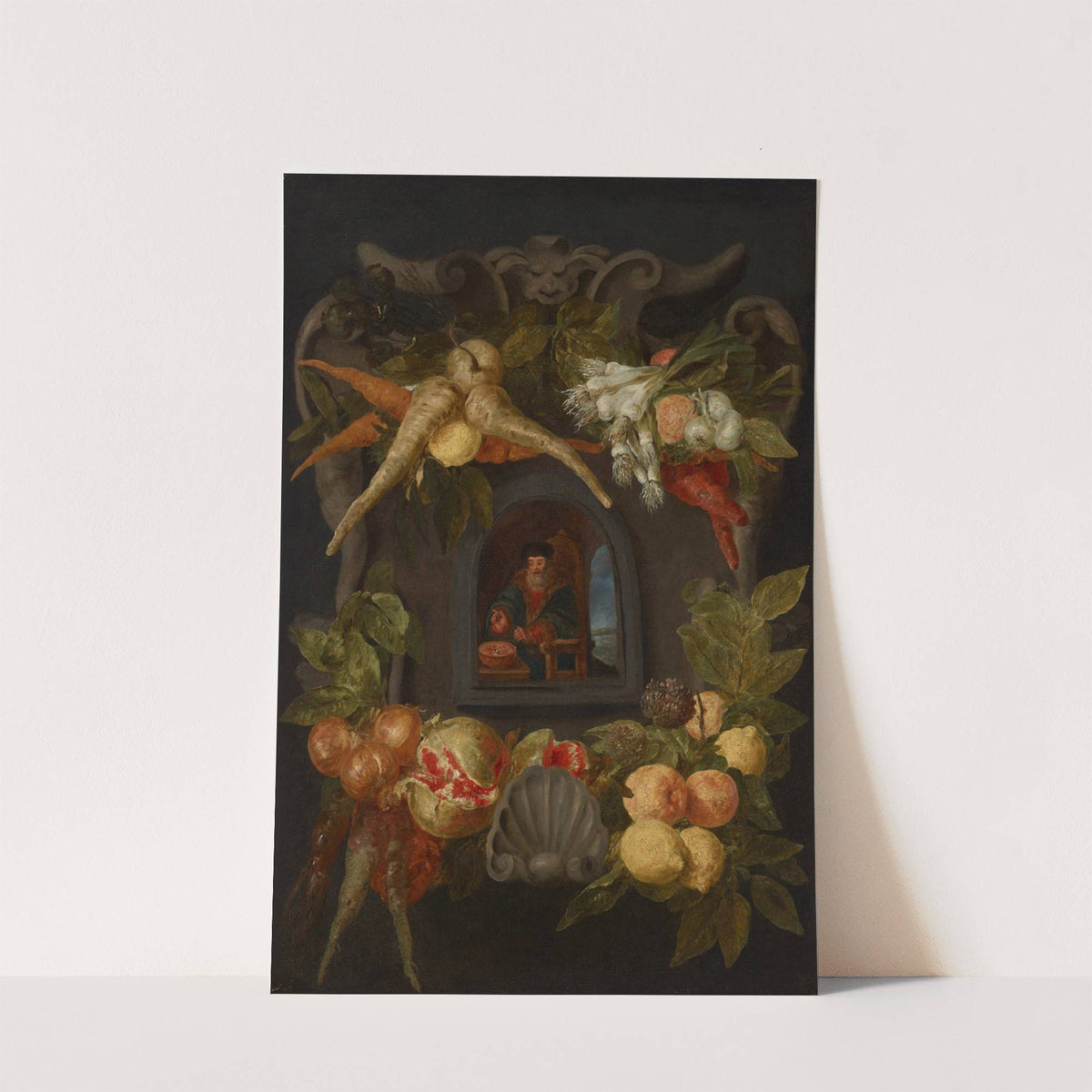 Allegories of the Four Seasons surrounded by garlands of seasonal flowers and fruits 1 by Jan Fyt