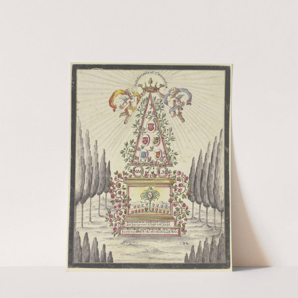 Allegorische Darstellung, Pyramide mit einem Altar by Johann Esaias Nilson