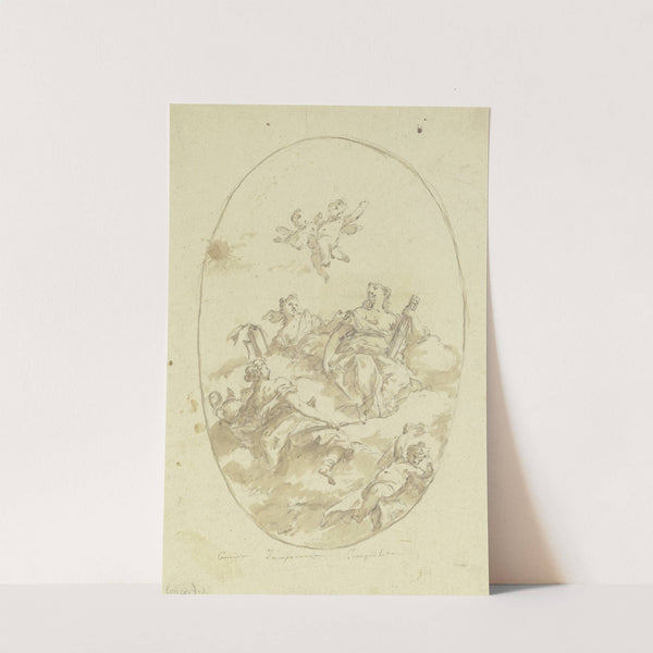 Allegorische Figurengruppe auf Wolken (Concordia, Temperanza und Tranquilità) by Gaspare Diziani