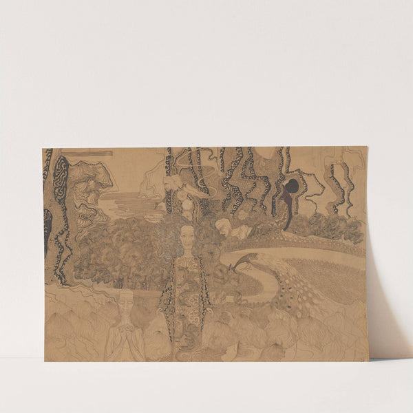 Allegorische voorstelling met figuren en een pauw in een tuin by Karel de Nerée tot Babberich