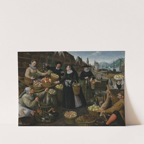 Allegory of Autumn; A fruit and vegetable stall above the Weinmarkt in Frankfurt (1594) by Lucas van Valckenborch