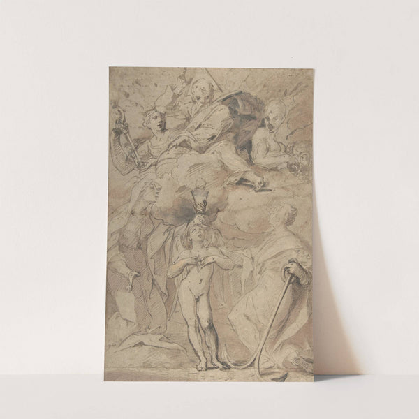 Allegory of Religion; God the Father above, Faith, Hope, and Charity below by Ludovico Lana