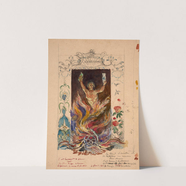 Allegory of the arts of fire in a fire pit by Félix Bracquemond