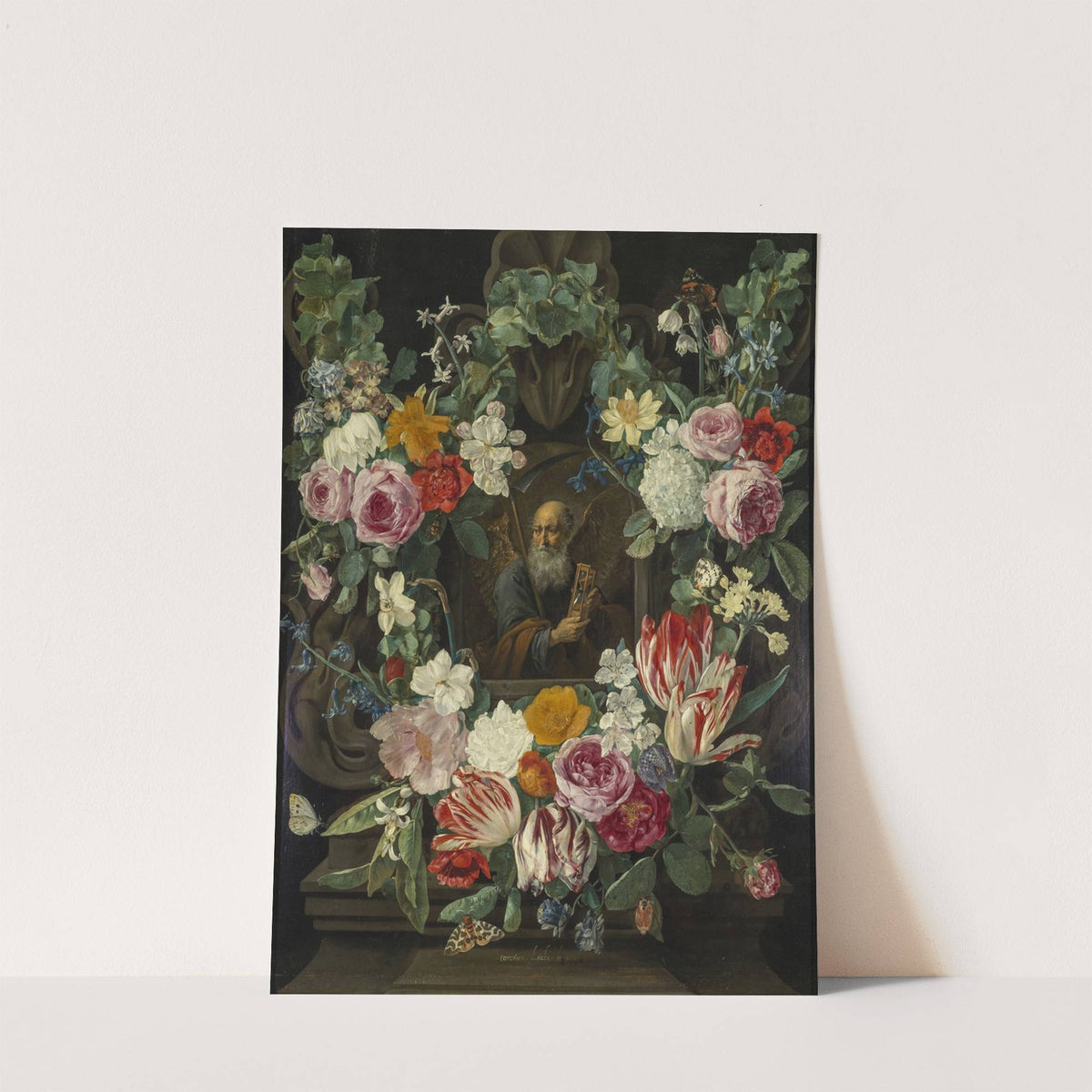 Allegory of Time in the wreath of flowers by Carstian Luyckx