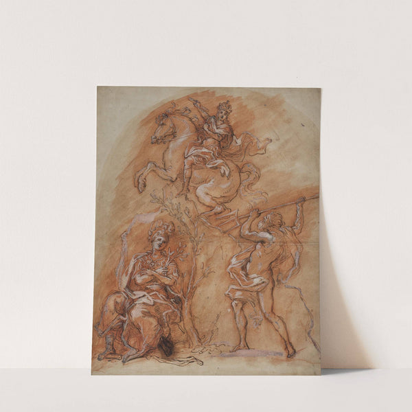 Allegory with an equestrian monument, Minerva and Neptune (1653 – 1713) by Giuseppe Passeri