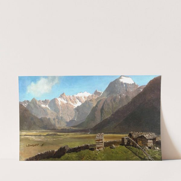 Almhütten auf einer Ebene mit Gebirgskette (before 1888) by Albert Zimmermann