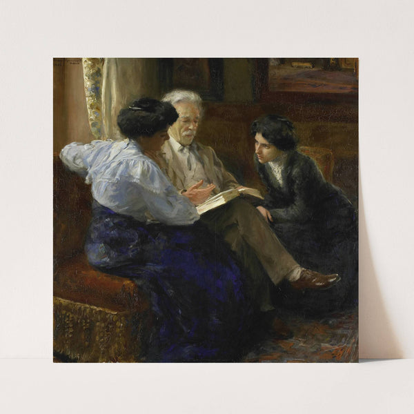 Alphons Marie Antoine Joseph Grandmont (1837-1909), the Artist’s second husband, Tutoring two Italian Girls (1900 - 1909) by Bramine Hubrecht