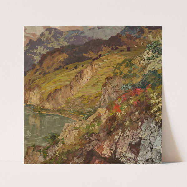 Alpine lake and Alpine rose by Hugo Hodiener