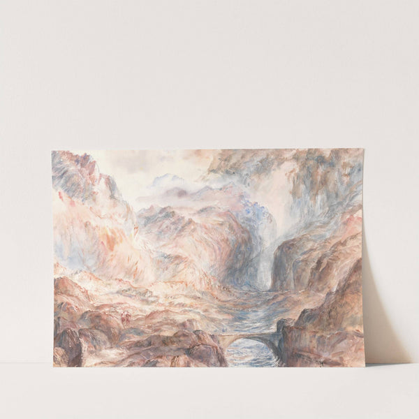 Alpine Landscape with Figures and Bridge by Anonymous