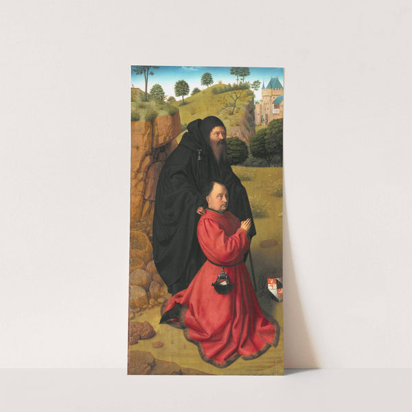 Altar Panel with a Portrait of a Donor in Scarlet under the Protection of St Anthony by Petrus Christus