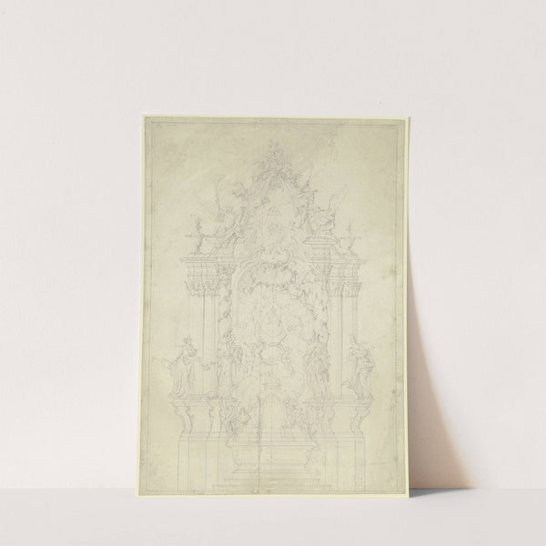 Altarentwurf, seitlich je eine glatte und eine gewundene Säule by Johann Baptist Straub