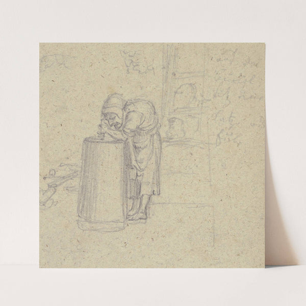 Alte bucklige Frau am Butterfass by Daniel Nikolaus Chodowiecki