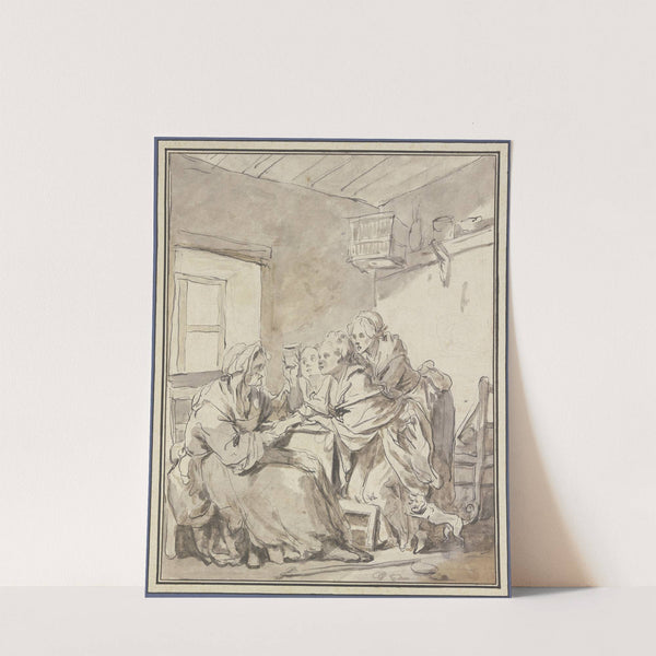 Alte Frau, drei jungen Frauen aus einem Glase wahrsagend by Jean-Baptiste Greuze