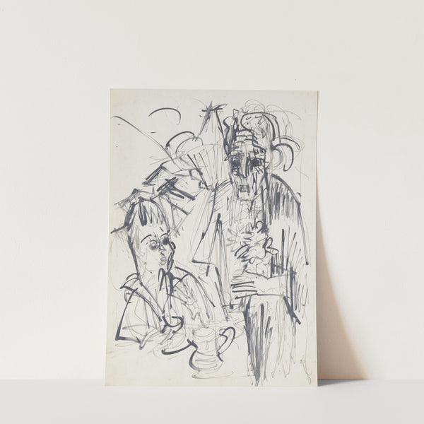 Alte Frau mit Jungen am Kaffeetisch (ca 1917) by Ernst Ludwig Kirchner