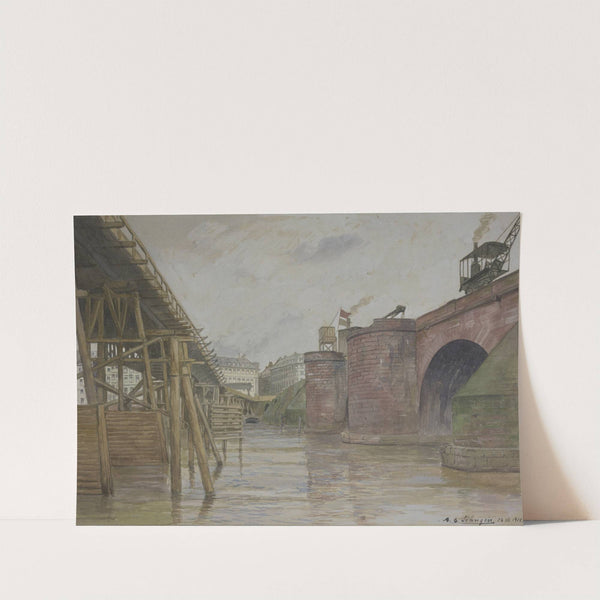 Alte Mainbrücke und Notbrücke, July 26, 1914 by Andreas Bernhard Söhngen