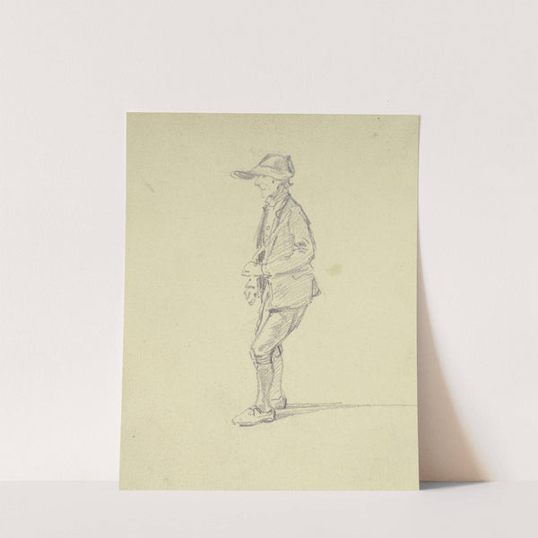 Alter Bauer mit hinten aufgeschlagenem Hut im Profil nach links by Jakob Fürchtegott Dielmann