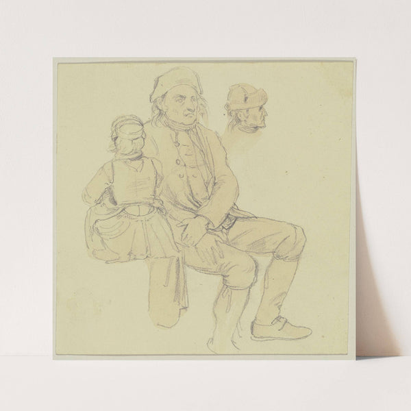 Alter Bauer mit kleinem Mädchen by Jakob Becker