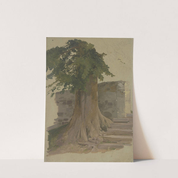 Alter Baum an einem Mauerstück by Jakob Becker