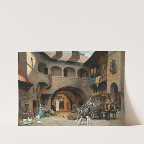 Alter Hof in Friesach mit Fuhrwerk (1883) by Alois Schönn