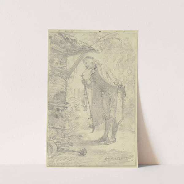 Alter Pfarrherr, Bienenstöcke betrachtend by Johann Heinrich Hasselhorst