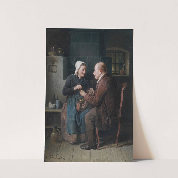 Älteres Paar im Kücheninterieur by Friedrich Friedländer