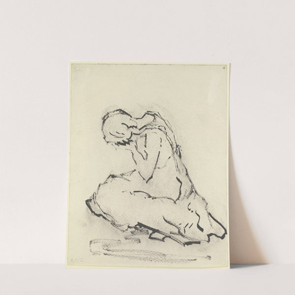 Am Boden kauernde Frau, die Hand vor das Gesicht geschlagen by Agnes Langenbeck-Zachariae