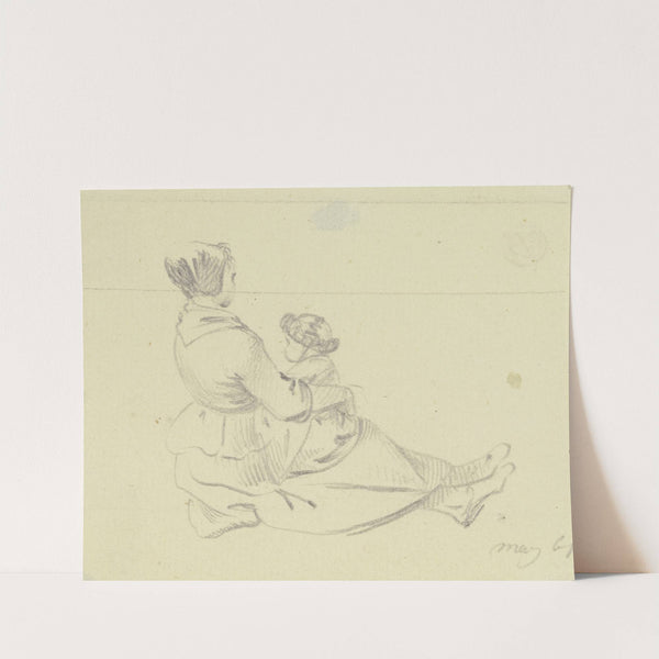 Am Boden sitzendes Mädchen mit einem Kind auf dem Schoß (1761) by Daniel Nikolaus Chodowiecki