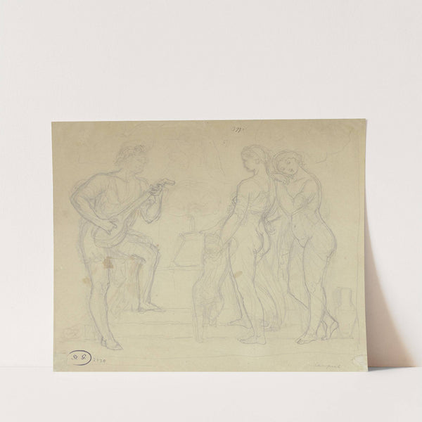 Am Brunnen spielt ein Jüngling zwei Mädchen und einem Kind auf der Laute vor by Gustav Kaupert