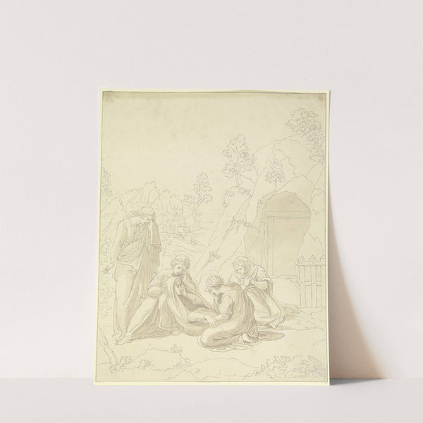 Am Ostermorgen; Die heiligen Frauen, Maria und Johannes am offenen Grabe Christi by Gustav Heinrich Naecke