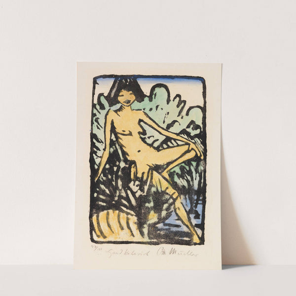 Am Ufer sitzendes Mädchen (Sitzendes Mädchen in Landschaft) by Otto Mueller