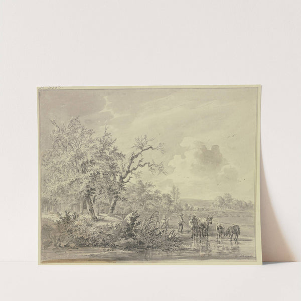 Am Waldesrand am Wasser ein Hirte mit Vieh by Hendrik Schepper