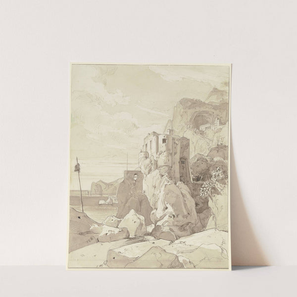 Amalfi, Blick über einen Wachturm auf S. Francesco (ca 1826-1827) by Ernst Fries