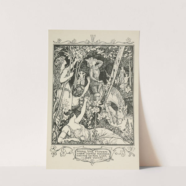 Among the Flowers were lovely Maidens calling to him with soft Voices by Henry Justice Ford