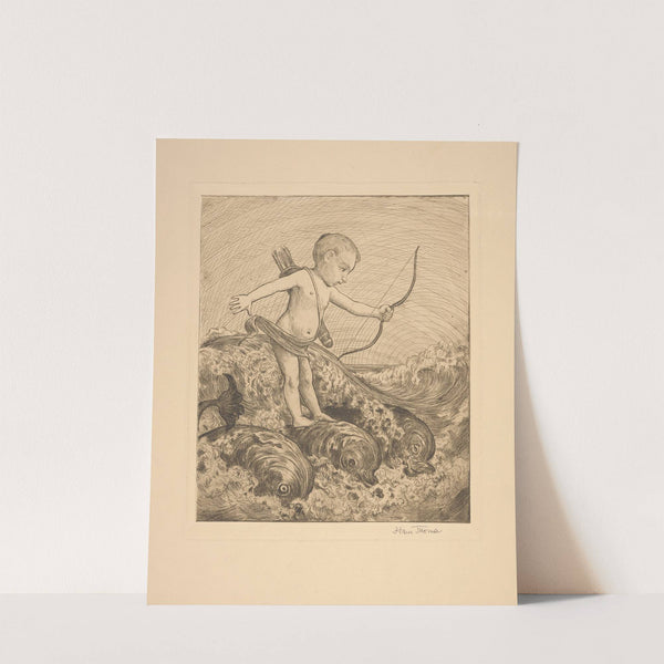 Amor mit drei Delphinen (Cupid with three dolphins) by Hans Thoma