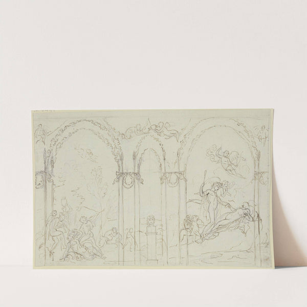 Amor überwindet einen Satyr; Bacchus und Ariadne by Peter von Cornelius