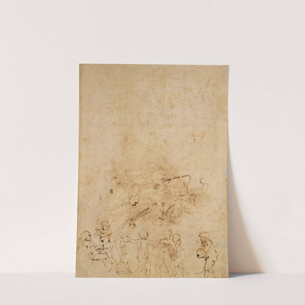 Amorous Putti at Play; Head of a Bird by Michelangelo