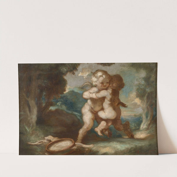 Amour ailé lutinant avec jeune faune by Louis Anquetin