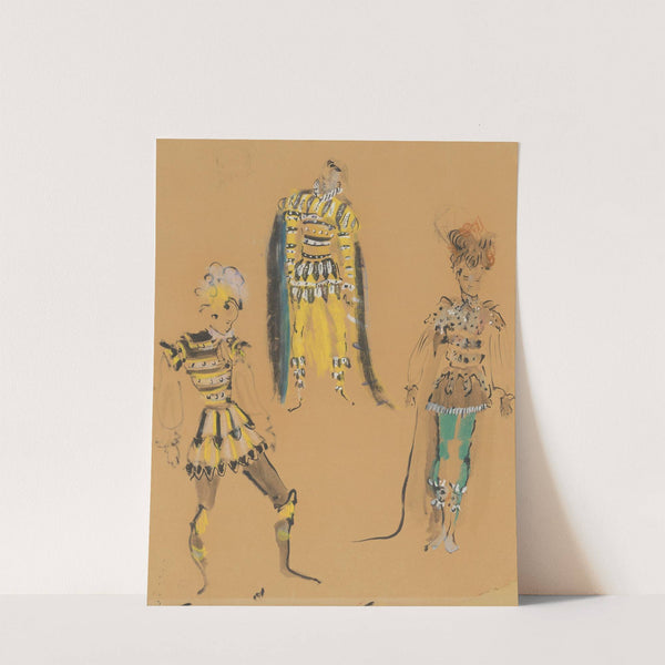 Amphitryon – maquette de costume – trois costumes masculins jaune et gris (1947) by Christian Bérard