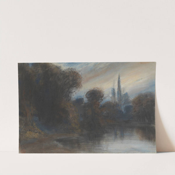 An Abbey by a Wooded Lake at Twilight by Paul Huet