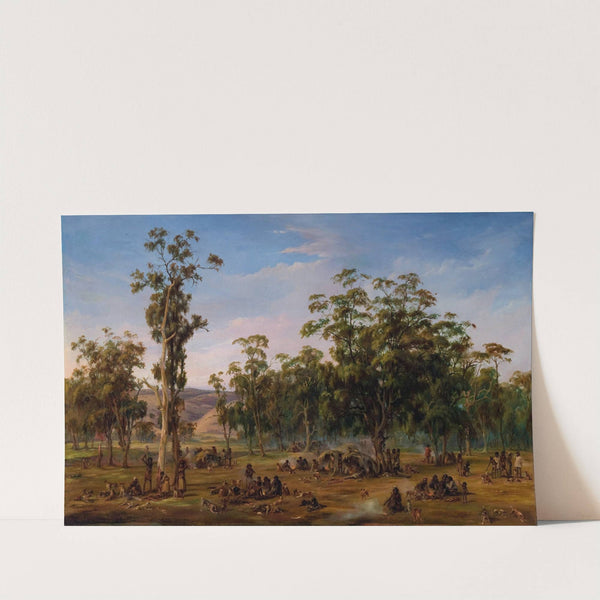 An Aboriginal encampment, near the Adelaide foothills by Alexander Schramm