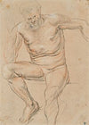 An academy of a male nude seated