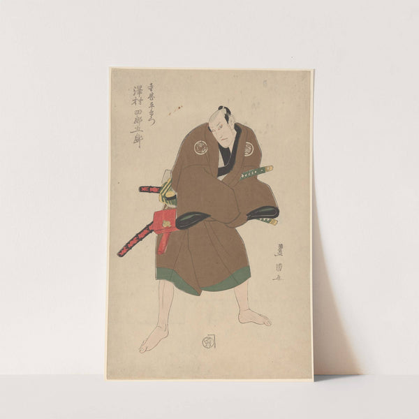 An Actor Dressed as a Samurai in Brown Robe by Toyokuni Utagawa