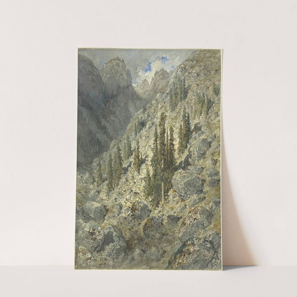 An Alpine Valley with Trees and Boulders (1876) by Gustave Doré