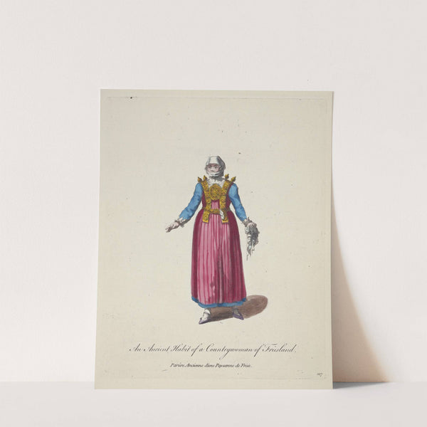 An ancient habit of a countrywoman of Friesland. Parûre ancienne d’une paysanne de Frise (1757-1772) by Charles Grignion