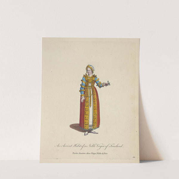 An ancient habit of a noble virgin of Friesland. Parûre ancienne d’une vierge noble de Frise. (1757-1772) by Charles Grignion
