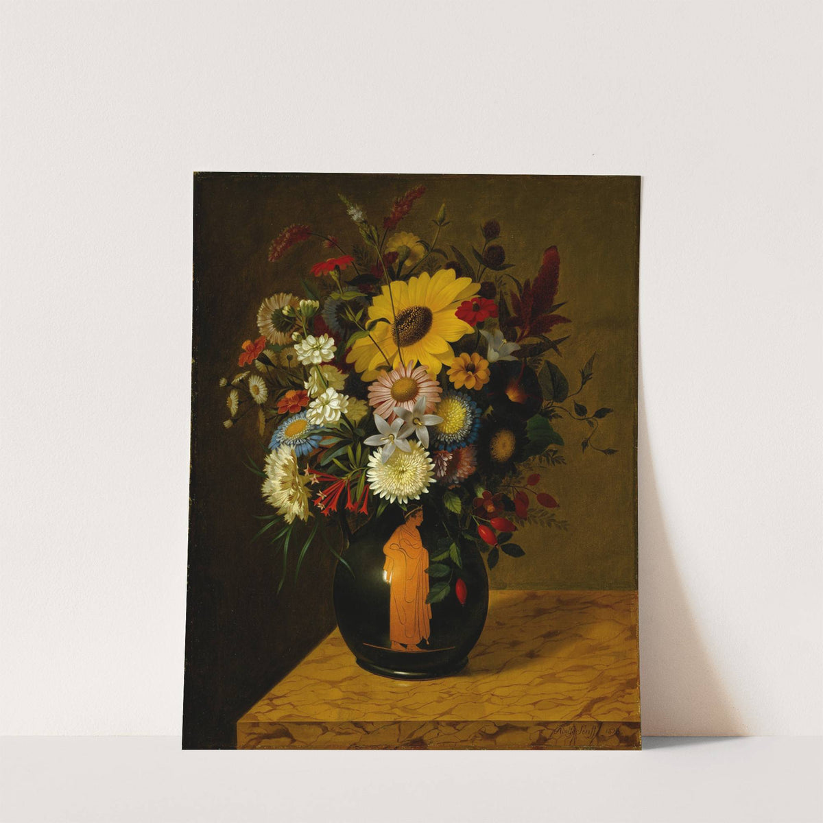 An Antique Terracotta Vase With Flowers (1828) by Adolf Senff