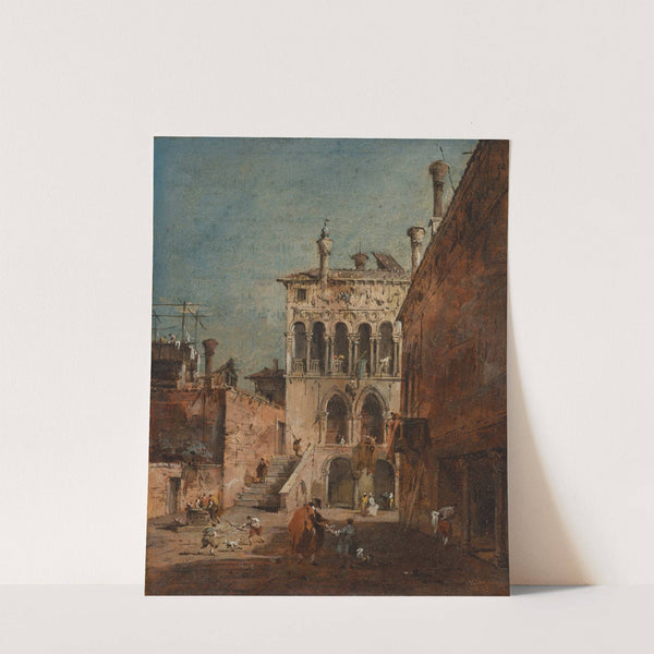 An architectural capriccio with a campiello by Francesco Guardi
