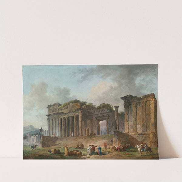 An Architectural Capriccio With An Artist Sketching In The Foreground by Hubert Robert