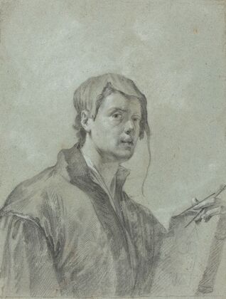 An Artist Holding a Book and Compass